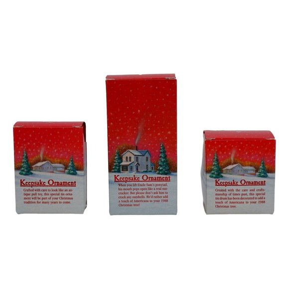 Vintage 1988 Hallmark Christmas Ornament Uncle Sam Tin Sailing Boat Drum New - Picture 6 of 8